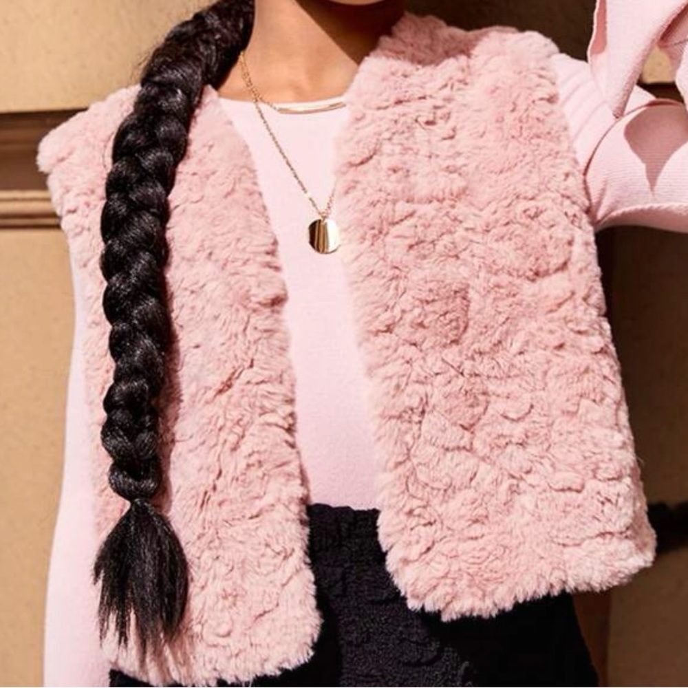 Cozy Pink Faux Fur Kids Vest 10y